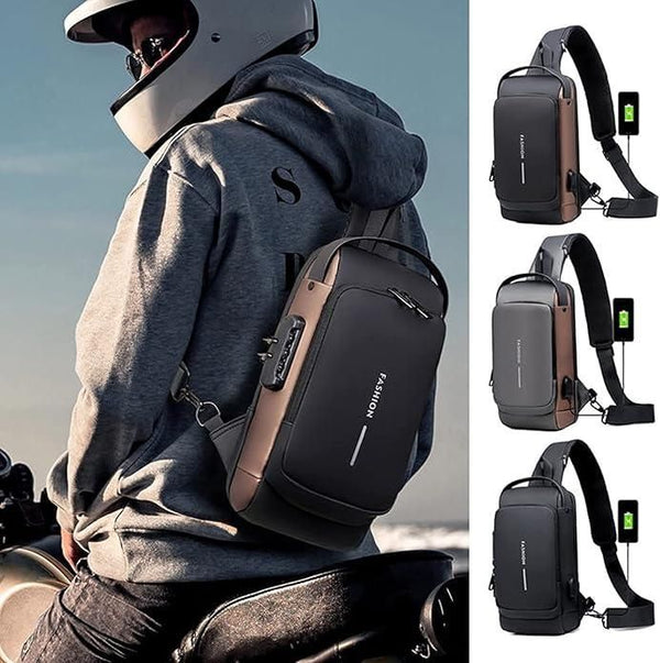 Unisex Sling Bag with USB Charging Port & pin lock
