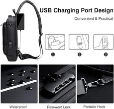 Unisex Sling Bag with USB Charging Port & pin lock